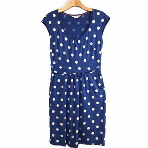Boden Margot Jersey Dress Blue Polka Dot Pattern